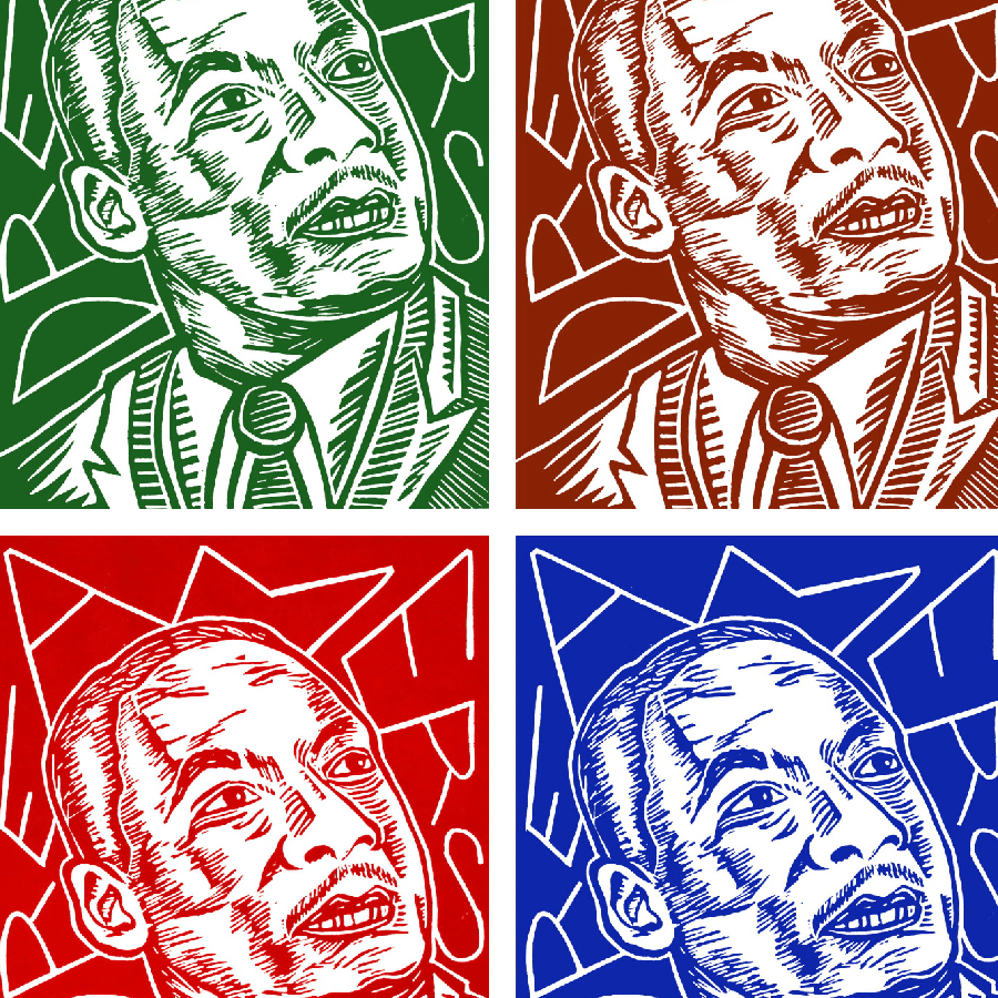 "Dreamers" Artist: Mario Hernandez - 16"20" print - 21"x16.5" Framed - Linoleum Print